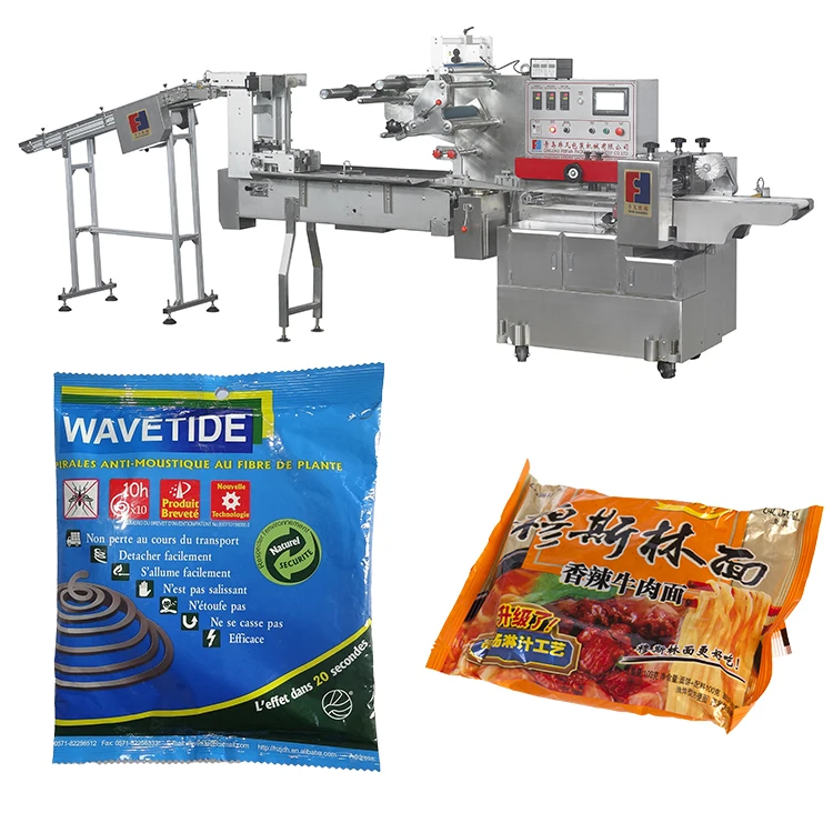 Small Snack Pack Tea Bag Cutlery Sugar Sachet Meat Potato Chips Rotary Pillow Type Horizontal Packing Machine