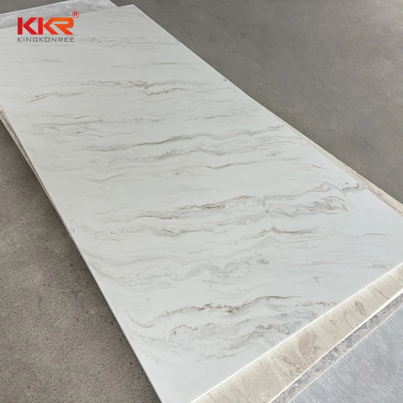 KKR 6-30mm Hot sell Zero Silica Artificial Stone Textured Marble Acrylic Solid Surface Sheets for Countertops/ Tabletops