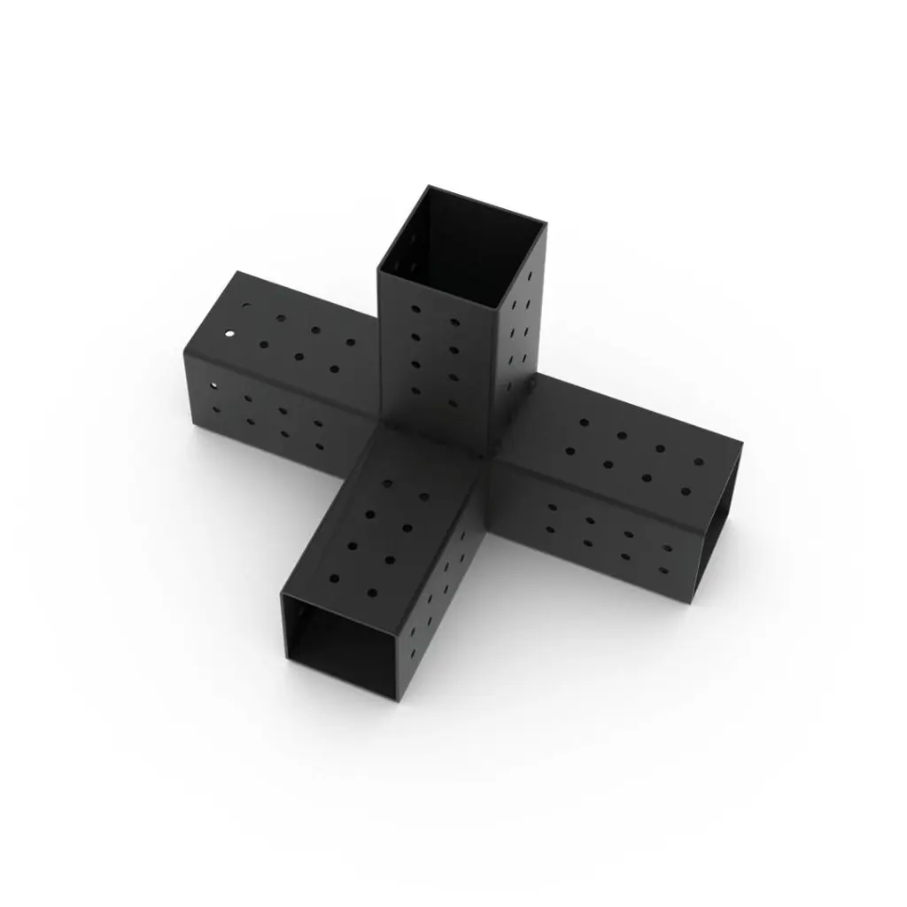 OEM ODM sheet metal fabrication customize pergola corner bracket Black painted square pipe connection