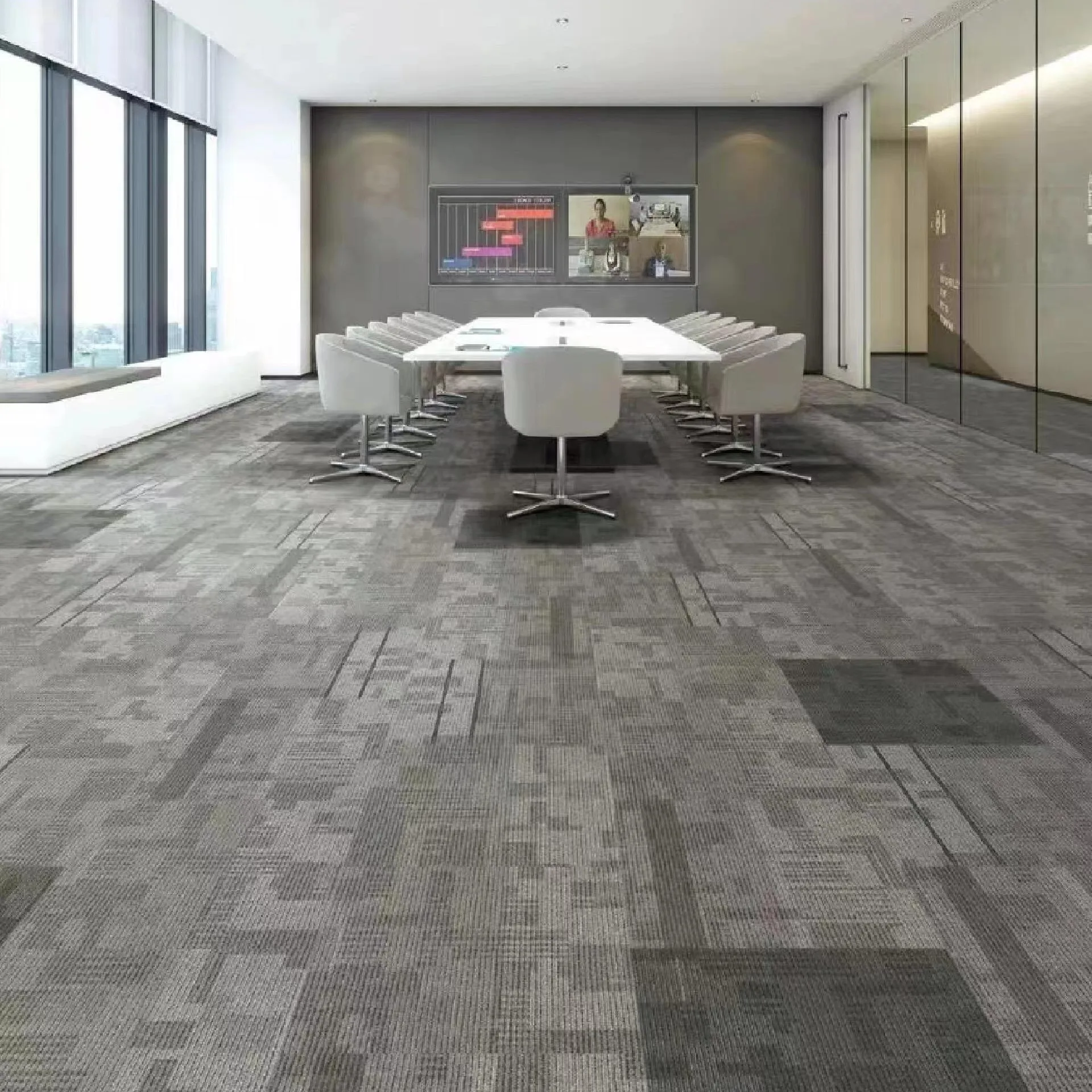Source manufacturer Easy to install Commercial Mosaic carpet solid color striped carpet brick