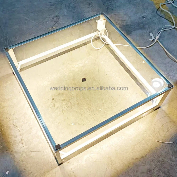 Wedding decor event hall modern circle led dance floor acrylic stage platform