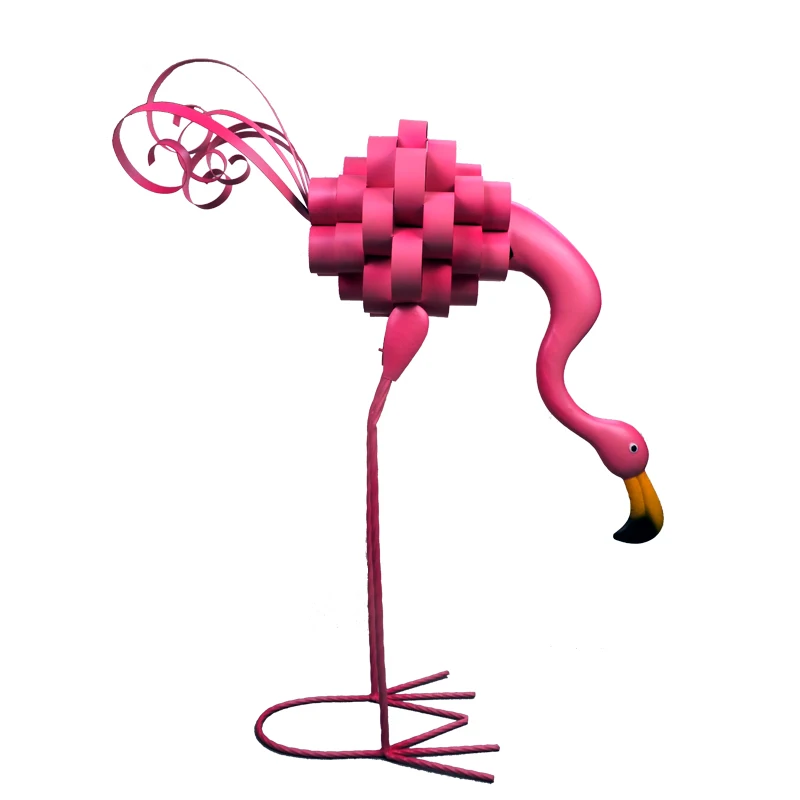 Metal Iron Pink Flamingo Yard Lawn Garden Ornament, Outdoor and Indoor Flamingo Statue