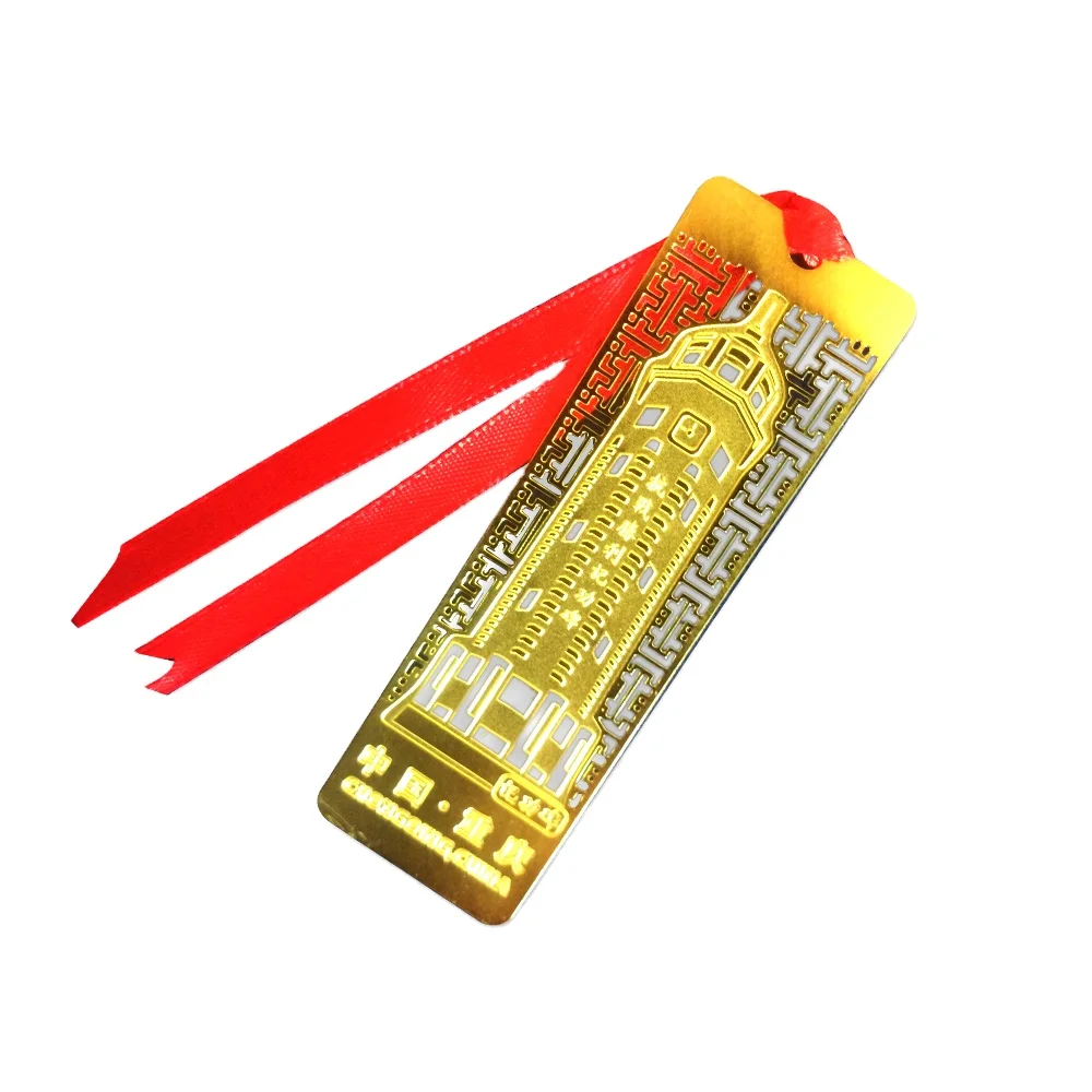 Wholesale Custom free design Metal Bookmark laser engraved metal gift bookmark gold plated metal bookmarks with colorful plated