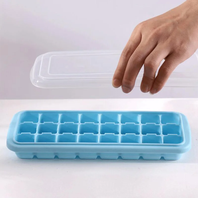 24 cavity silicone square ice cube mold with PP lids