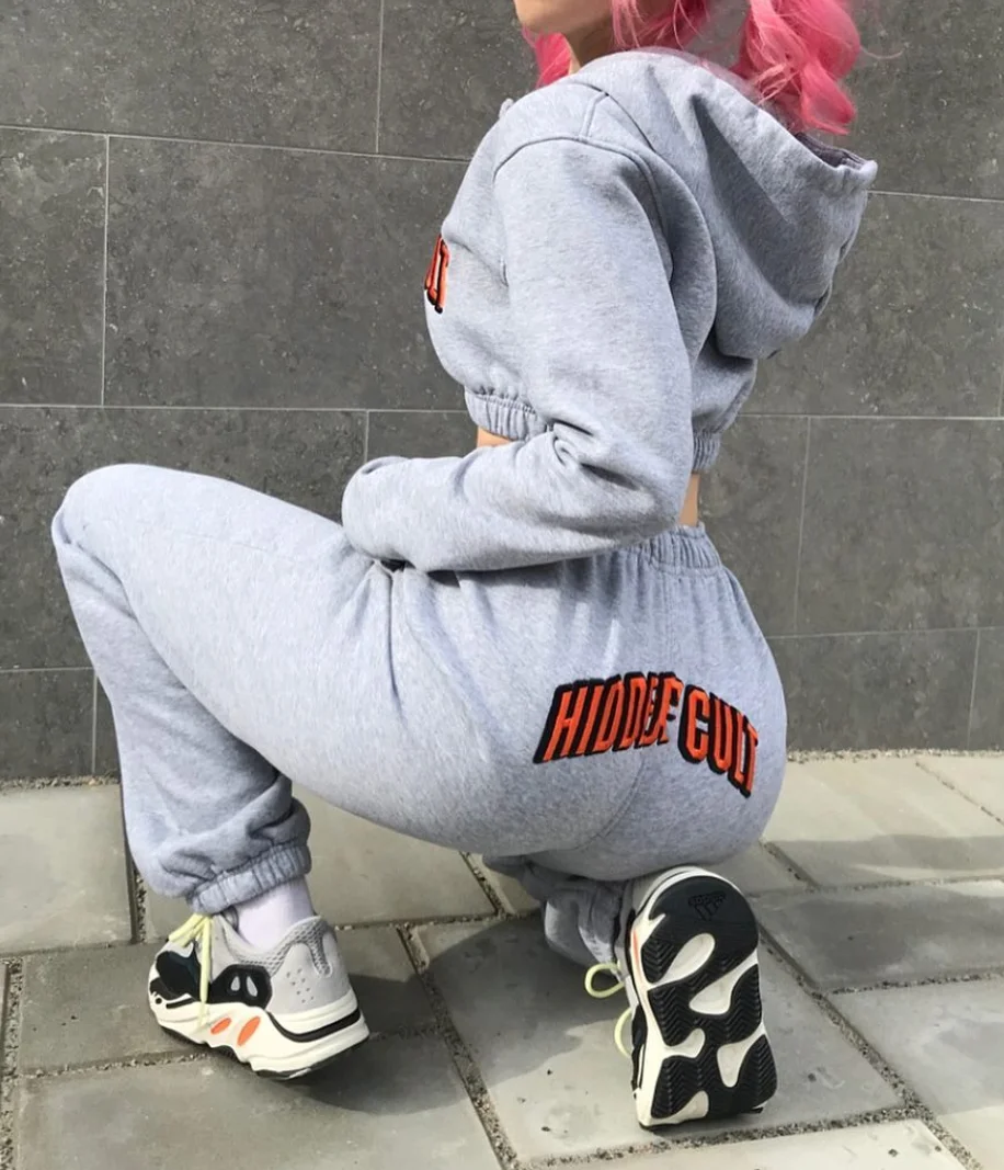 Hot Custom Print Logo Workout Cotton Sweatpants Hoodies Jogger 2 Piece Set Training Sporting Wear Women Jogging Sets Tracksuits