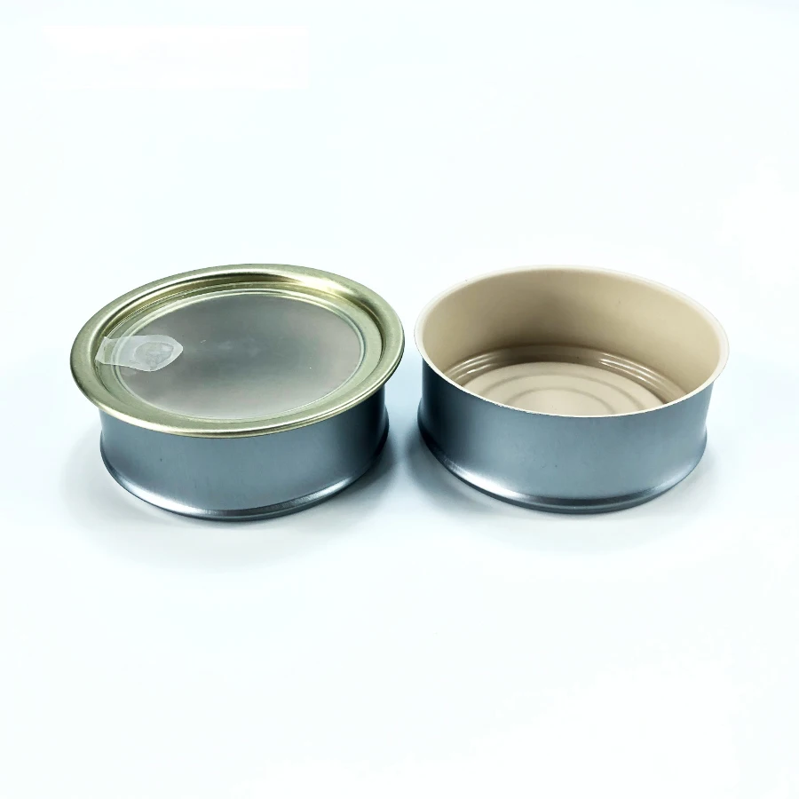 
HEMPACKA Custom Sticker Printing Tin Can Heat Self Sealing Tuna Metal Tin Cans With Lever Lid 