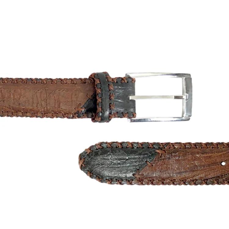 Custom Genuine Leather Vintage Pin Stitched Braided Hand made Belt for Men Jeans