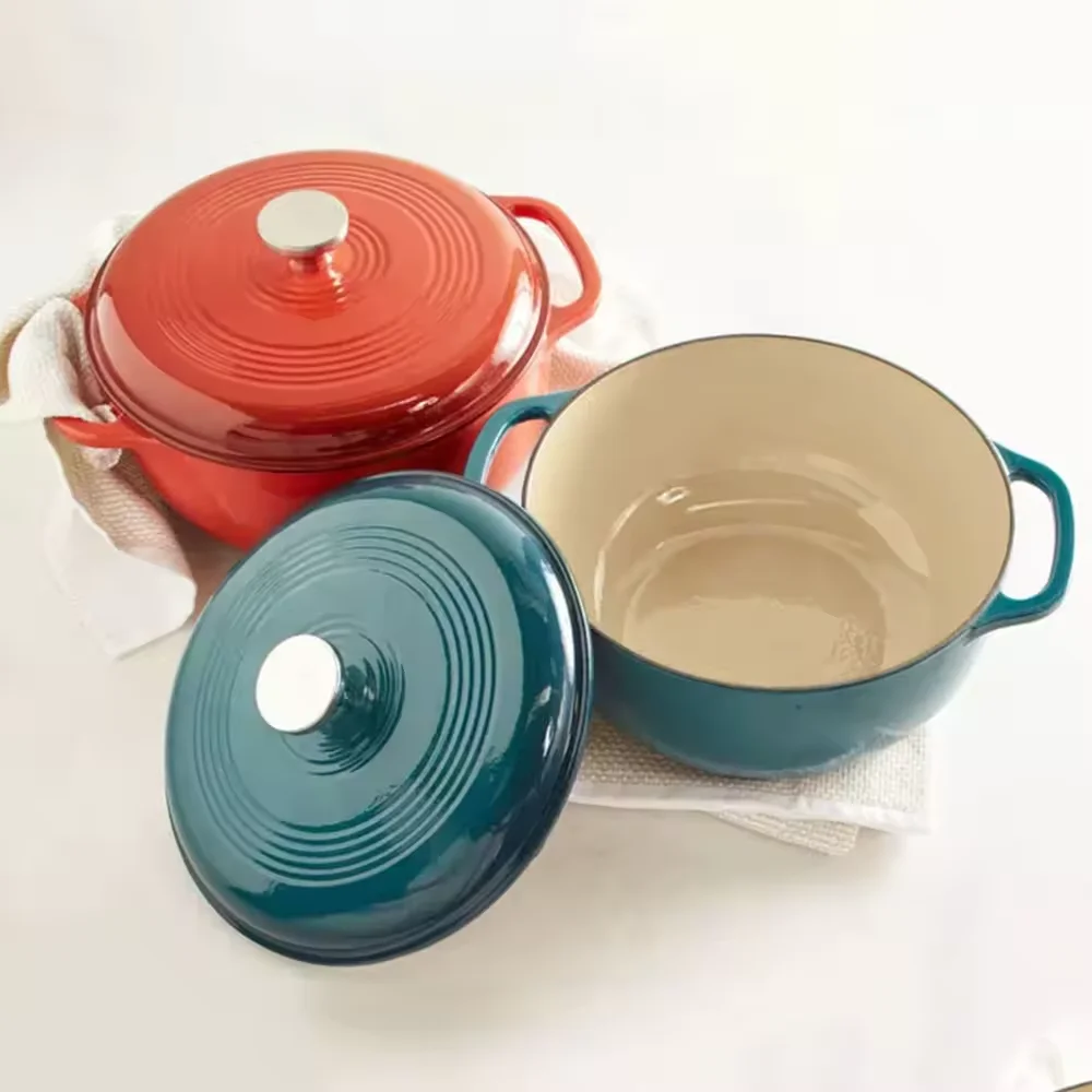 wholesale Multi-Color Cast Iron Casserole 23/26/28cm cooking pot Cast Iron Casserole Dutch Pot Enamel Cast Iron Cookware set