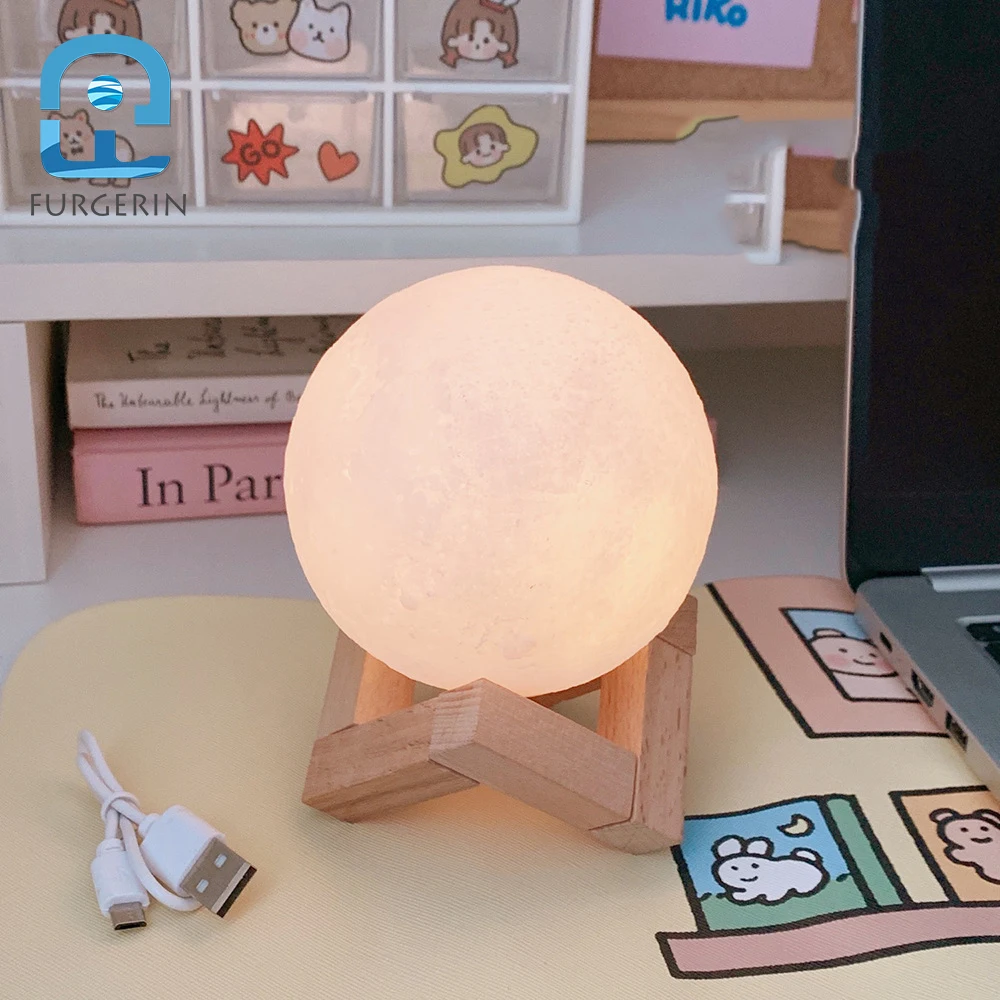 Creative ins new table lamp bedroom bedside night light small moon heart hollow projection