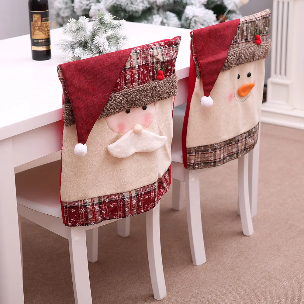 BSCI SJ0522 personalised home decoration soft fleece santa pattern claus snowman chair cover