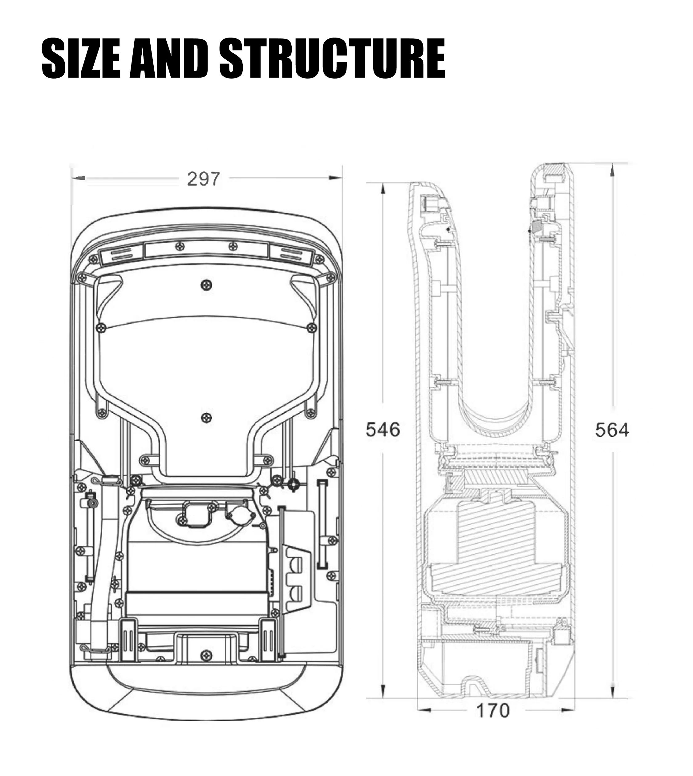 Abs+Uv Material Toilet Brushless Wall-Mounted Infrared Jet Hand Dryer