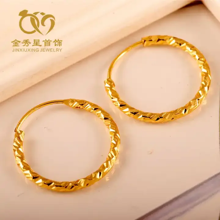 JXX ювелирные изделия оптом 24k позолоченные серьги-кольца кубический циркон Дубай Позолоченные серьги для женщин