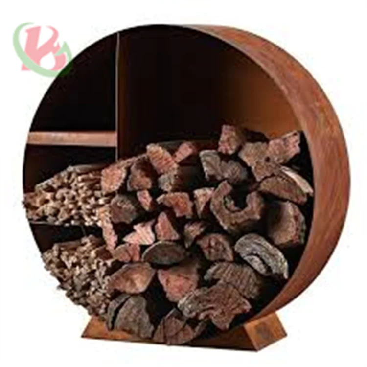 outdoor firewood log rack for gathering firewood corten steel firewood storage rack