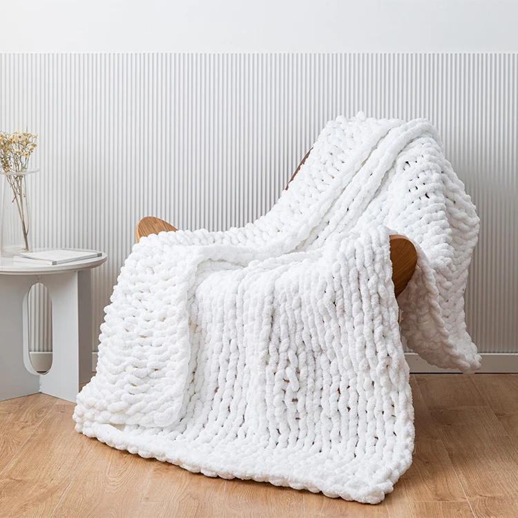 Белые супер уютные толстые вязаные одеяла ручной работы на заказ для домашнего декора