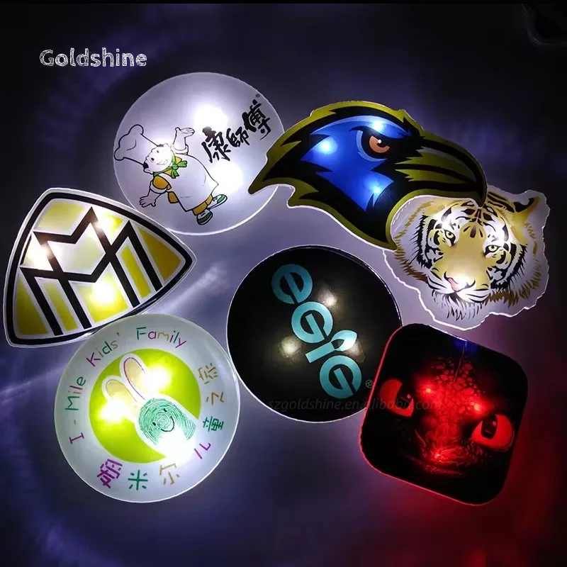Customized logo shape acrylic Led light badge LED flashing button badge blank safety LED pin badge for event