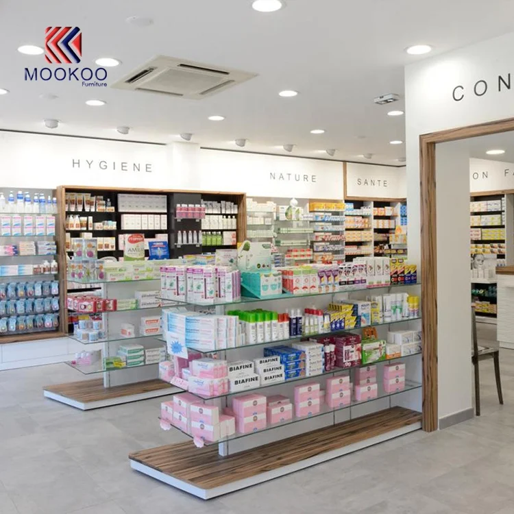 Retail Pharmacy Shop Interior Design Modern Customized Drug Store Display Furniture