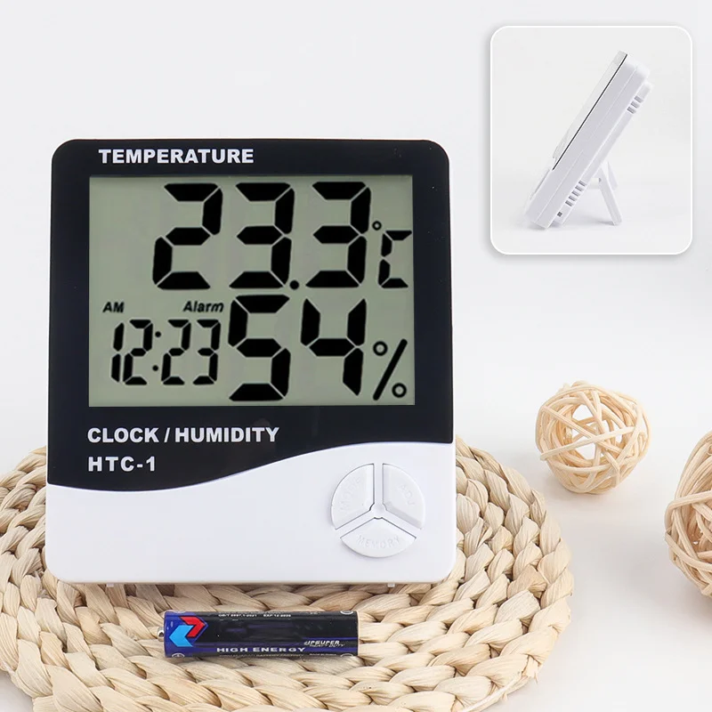LCD Electronic Temperature Humidity Meter Indoor Room Digital Thermometer Hygrometer Weather Station Alarm Clock
