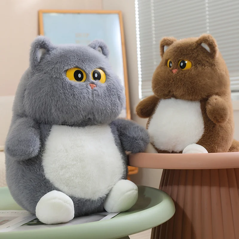 Kawaii Furry New Fat Cat Baby Toys Big Eyes Animal Stuffed Plush Cat Toys 2024