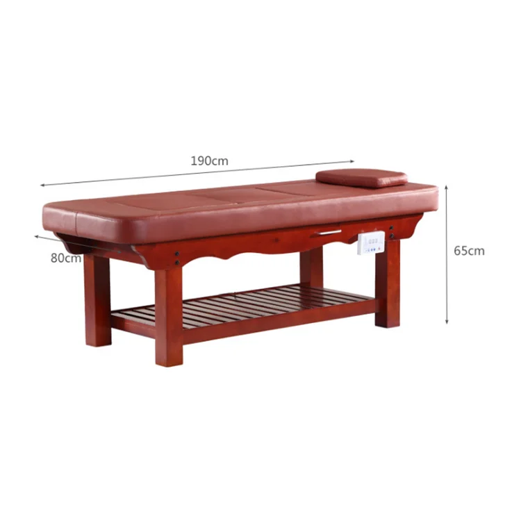 Functional solid wood automatic moxibustion salon massage bed for spa salon
