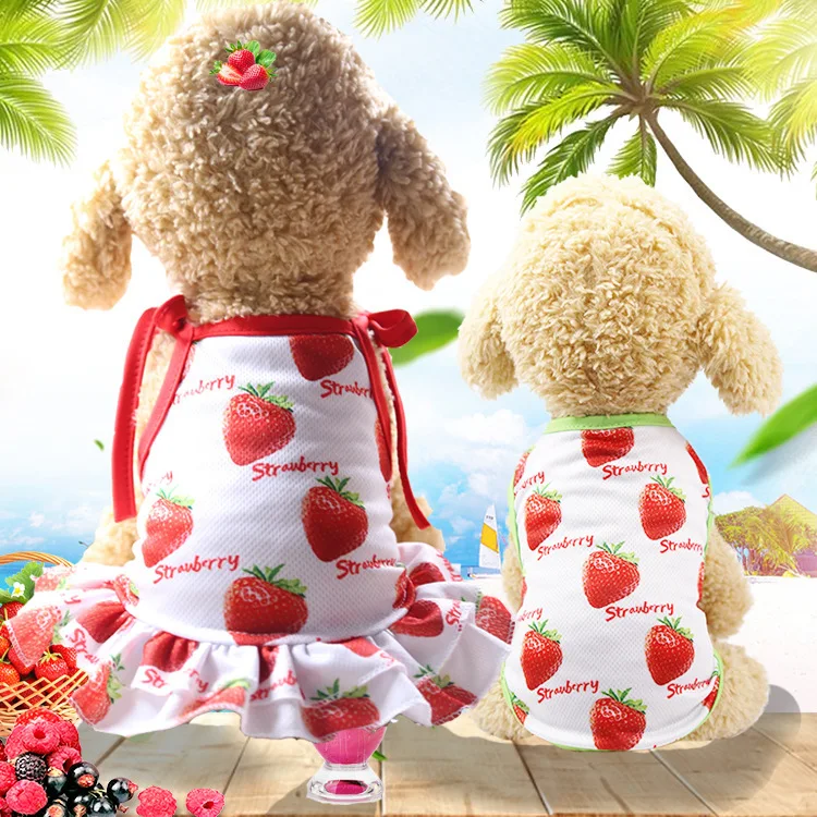 
Pet Fruit Strawberry Banana Printing Puppy Dog Clothes for Cat Skirt T-shirt Vest 