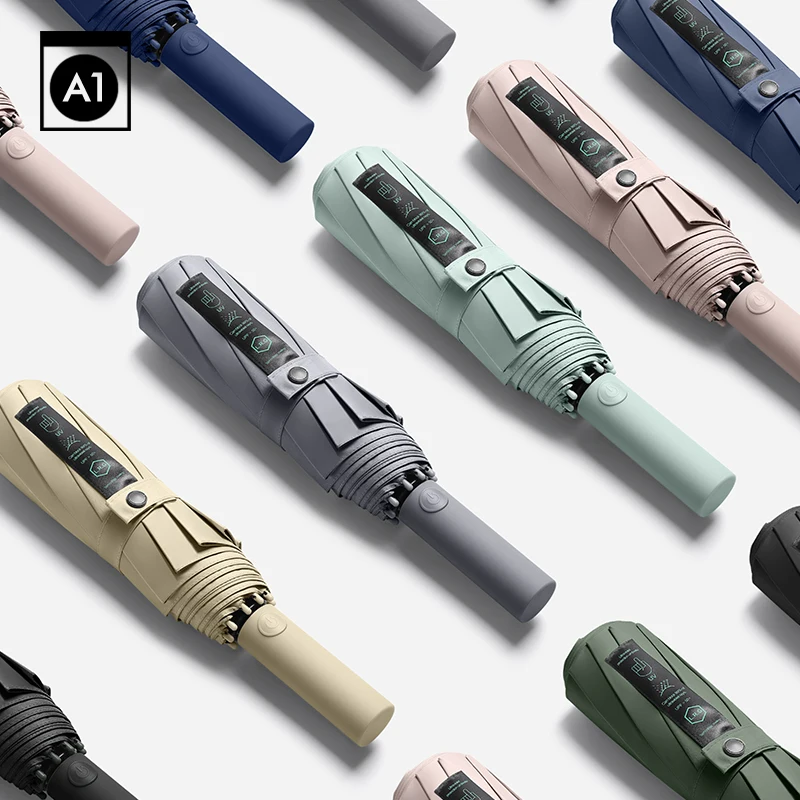 Wholesale Good Quality Windproof Waterproof Auto Open Close Portable Folding Travel Xiaomi 3 Folding Umbrella With Long Handle