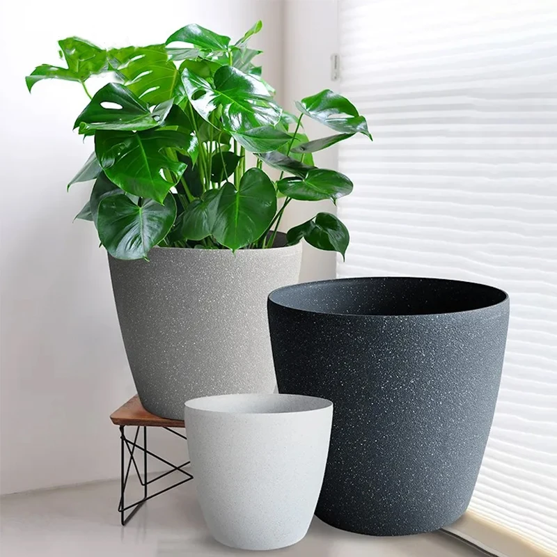 Modern Flower Pot Round Resin plant Pot Indoor Living Room Decorative planter Home Gardening Supplies Wholesale