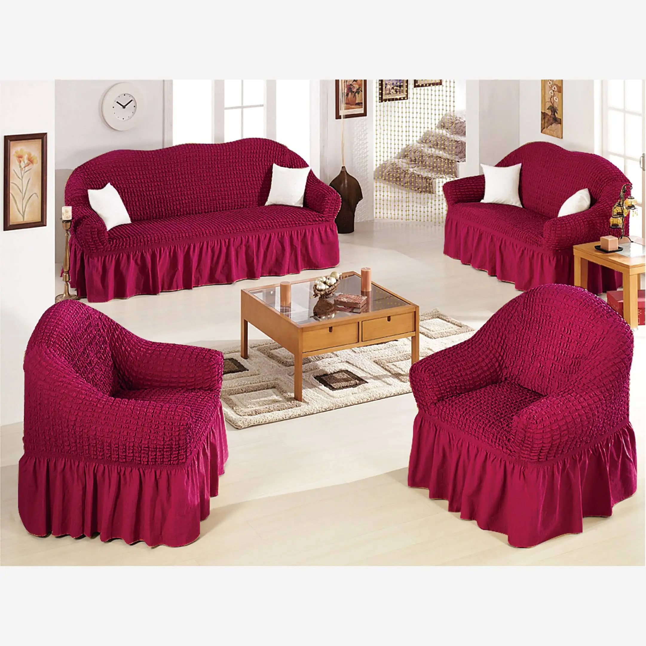 
anti-slip water resistant sofa cover super soft custom solid high stretch elastic slipcover sofa chair covers 