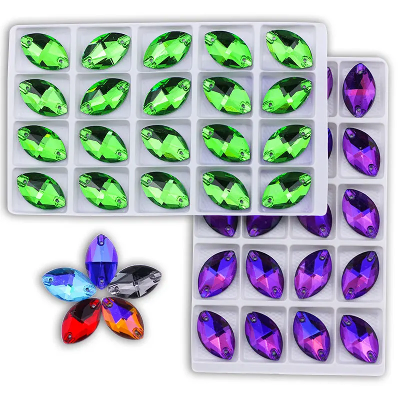 Navette ( 2 Holes ) Pick You Want Crystal Elements Sew on Flat Back Glass Rhinestones New Opp Bag Paypal Colors High Grade