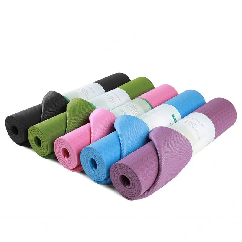Cheap Wholesale Eco Friendly Exercise Gym Yoga Mat Set 6mm Tpe Nbr Eva Custom Print Fitness Gymnastics Mat With Logo 8mm