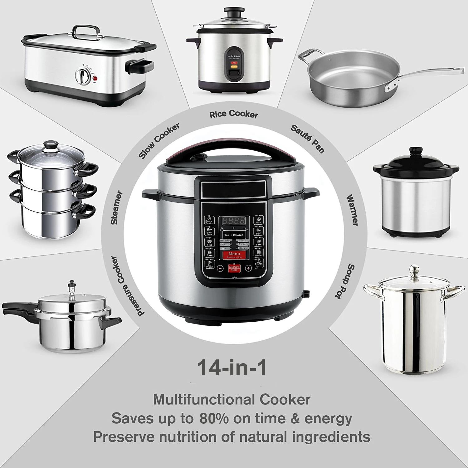 6 л 2020 новый стиль кнопочное управление Instapot антипригарное покрытие Внутренняя кастрюля программируемое время Предустановленная электрическая скороварка