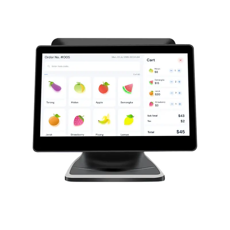 15.6inch+13.3inch Touch Dual Screen Cash Register Pos System  Pos Billing Machine All In One Pos Terminal With 58mm Printer