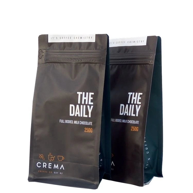 Free Samples Custom Printed 100G 250G 340G 5Lb Empty Tea Coffee Beans Bags Valve Flat Bottom Mylar Packaging Pouch With Zipper