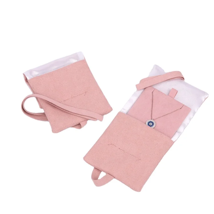 Luxury suede envelope jewelry pouch with insert holder