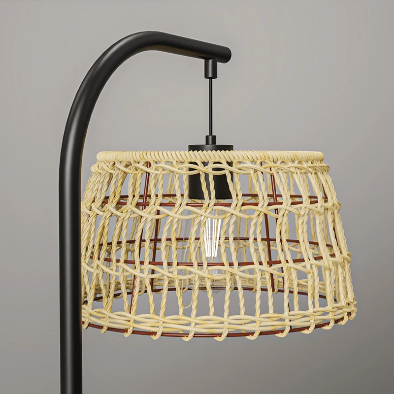 Hot sale  designer vintage style  rattan floor lamp cheap floor lamp diming for amazon seller