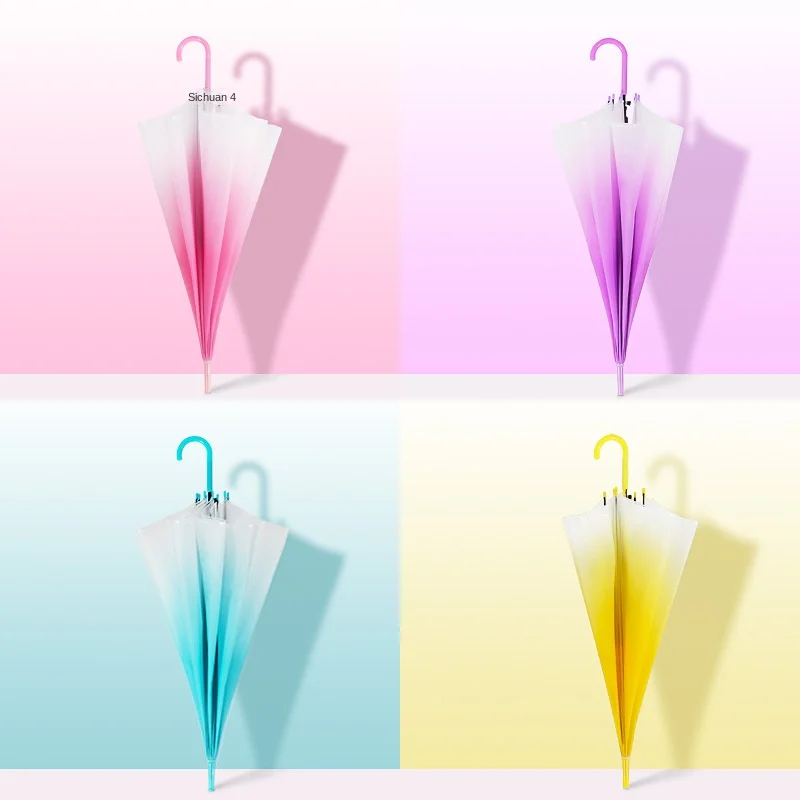 Wholesale windproof straight colorful clear adult PVC POE transparent clear umbrella custom