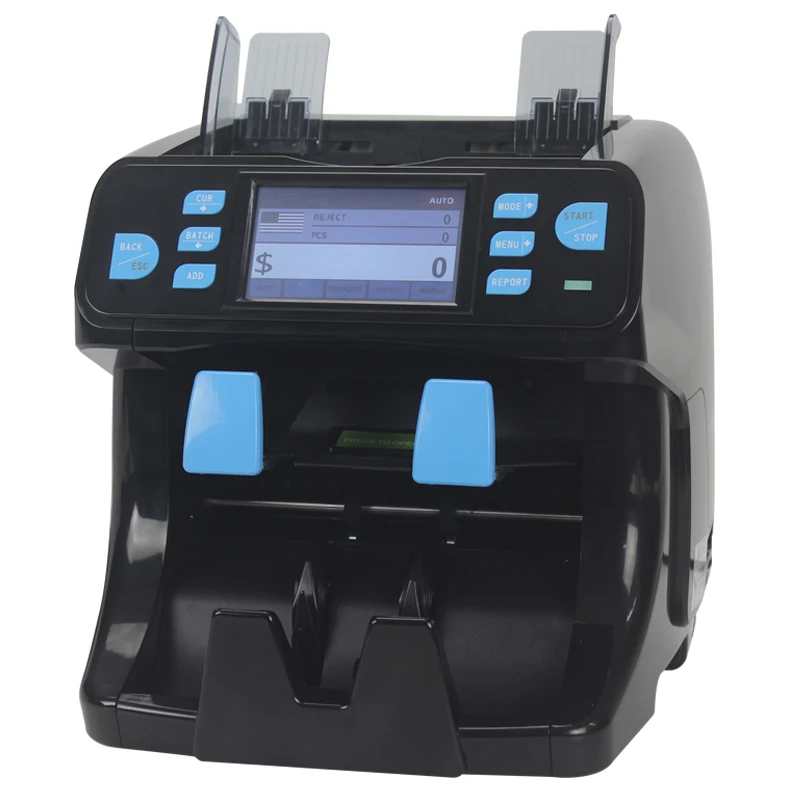 XD-450X Touch Panel Screen TFT display 2 pockets Value Counter Fake Notes Discriminator  High Precision Money Counting Machine