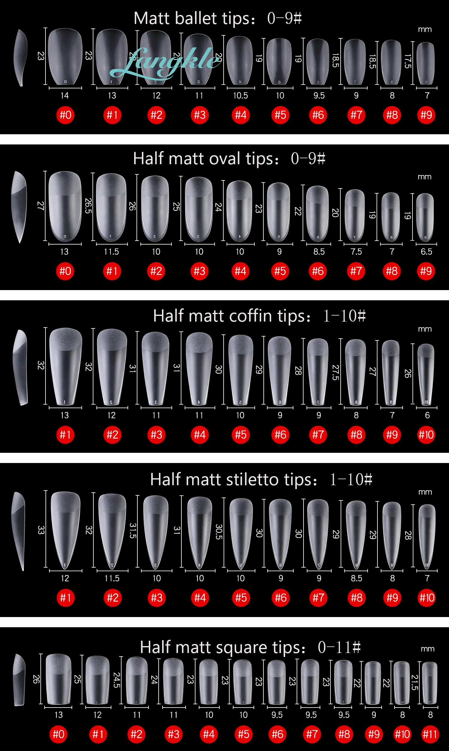 Wholesale Nail Tips 12sizes 500tips Soft Gel Nail Tips without White Trace