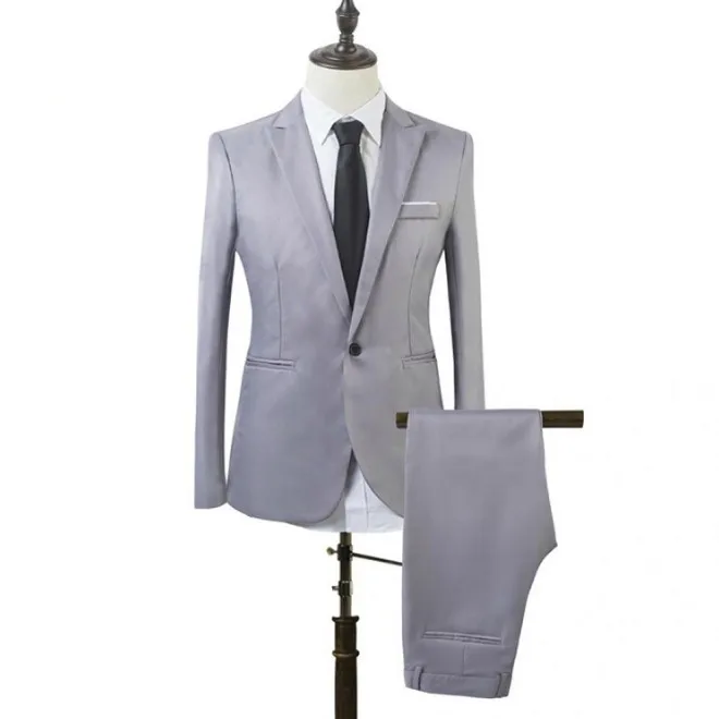 Wholesale new men two-piece business suit solid color plus size casual suit pants spot factory direct sales
