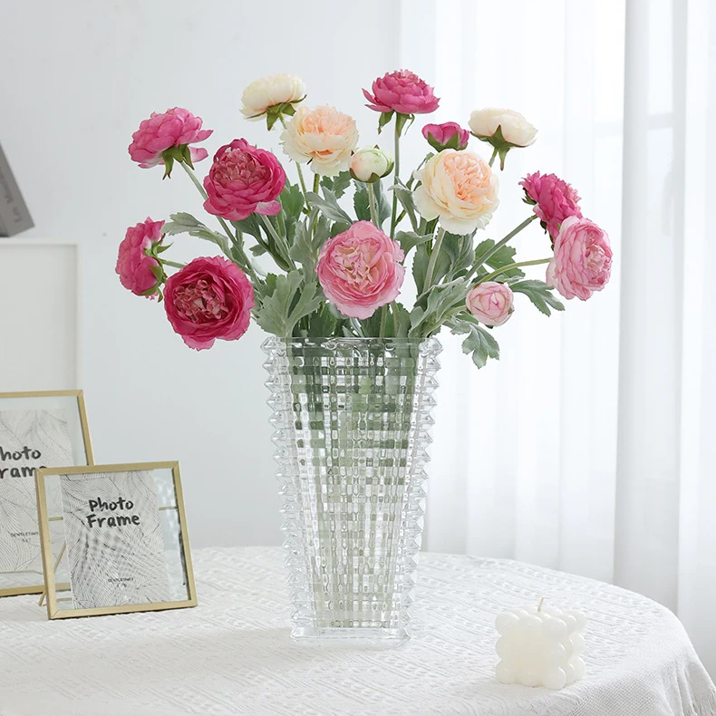 Farmhouse Home Vase Boho Artificial Peonies Fake Flowers Bulk Silk Peony Bouquet