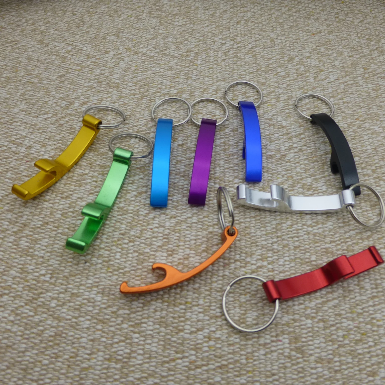 Bottle Opener Keychain Promotional Aluminium Alloy Bottle Opener Key Ring Aluminum Arc Design Accepted Pantone Color 2 PCS 8.5g