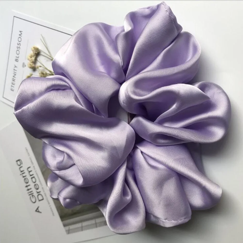 Oversized Scrunchies Ties Satin Women Elastic Bands Womens Fabric Ponytail Band Plain Color Hair Tie