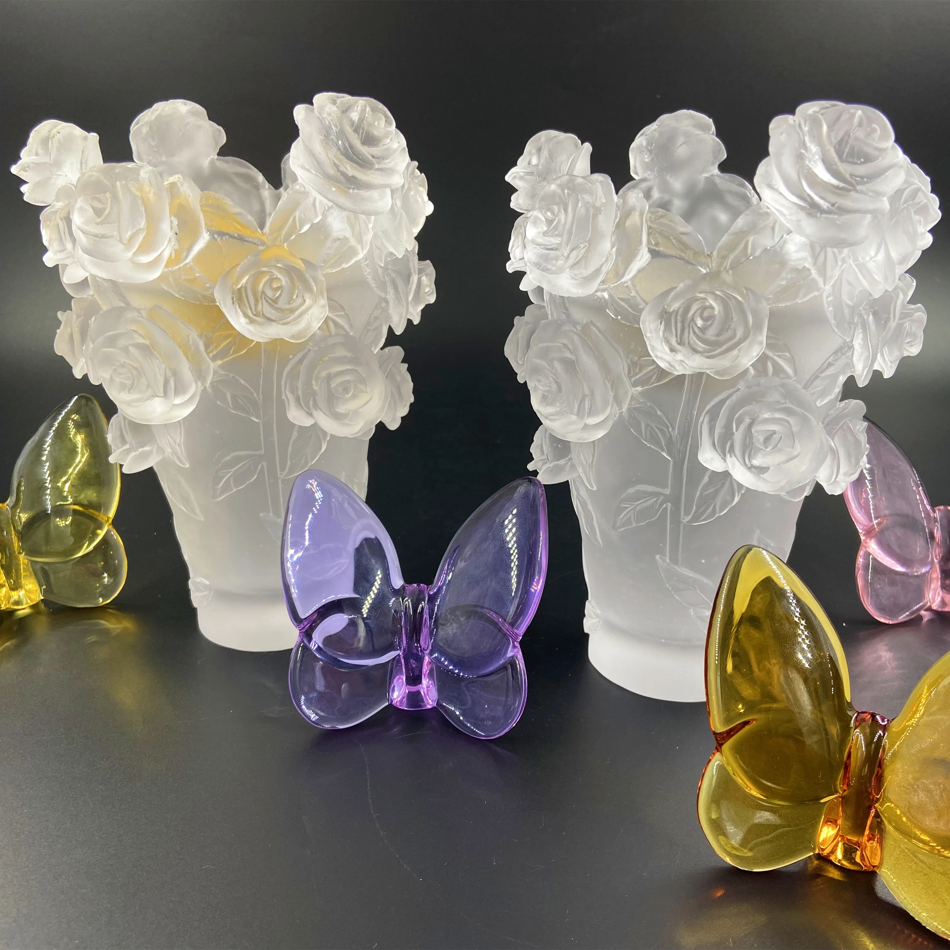 European style high grade crystal rose  vase  incense burner handicraft interior wedding  decoration