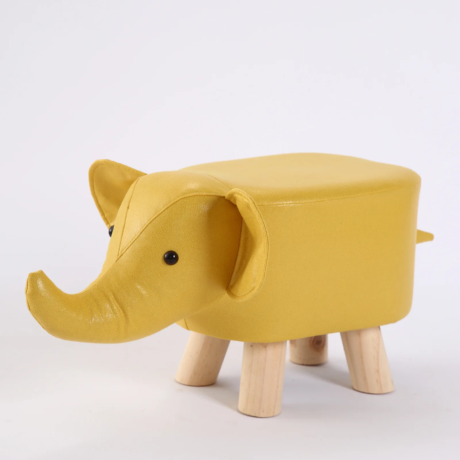 High Quality Leathaire Cute Animal Wood Kids Step Stools Foot Stools for Kids Adult