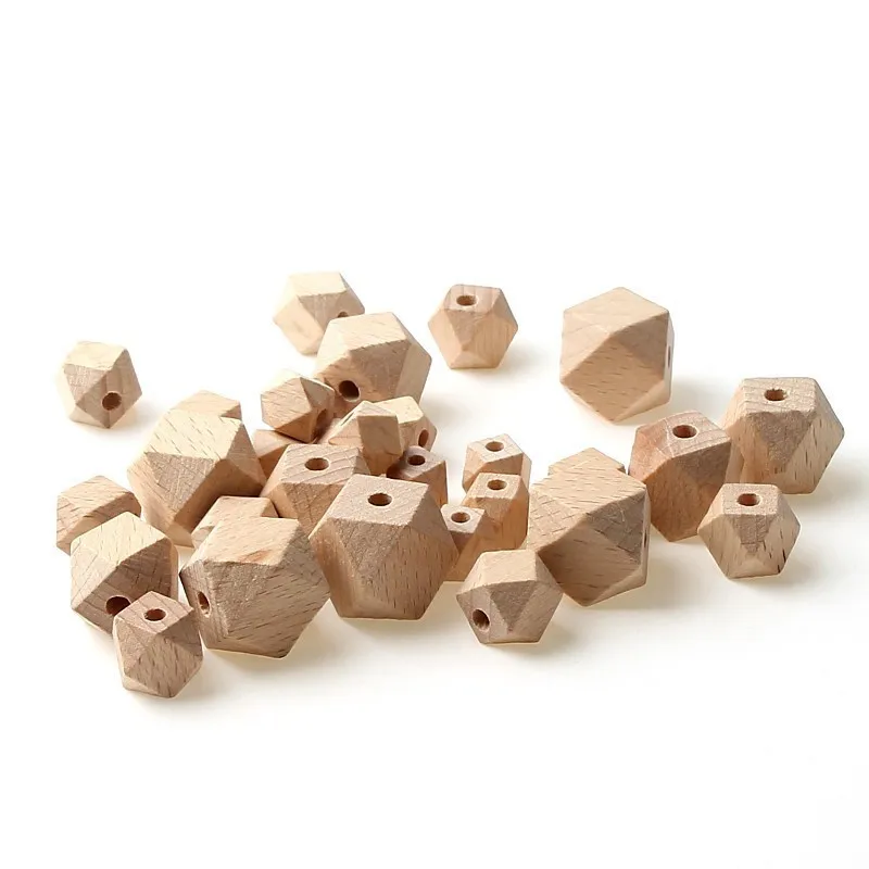 Wholesale Cheap Price Wooden angularity Octagon Bead Geometric Wood Beads beech wood octagonal beads