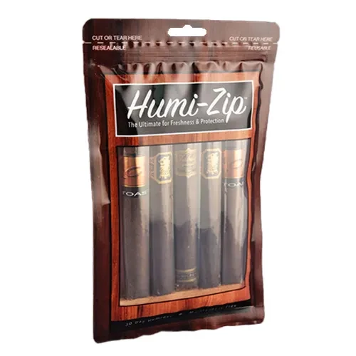 Custom Resealable Foil ziplock Three Side Seal Natural Leaf cigar wraps moisturizing Plastic packaging bag with clear window