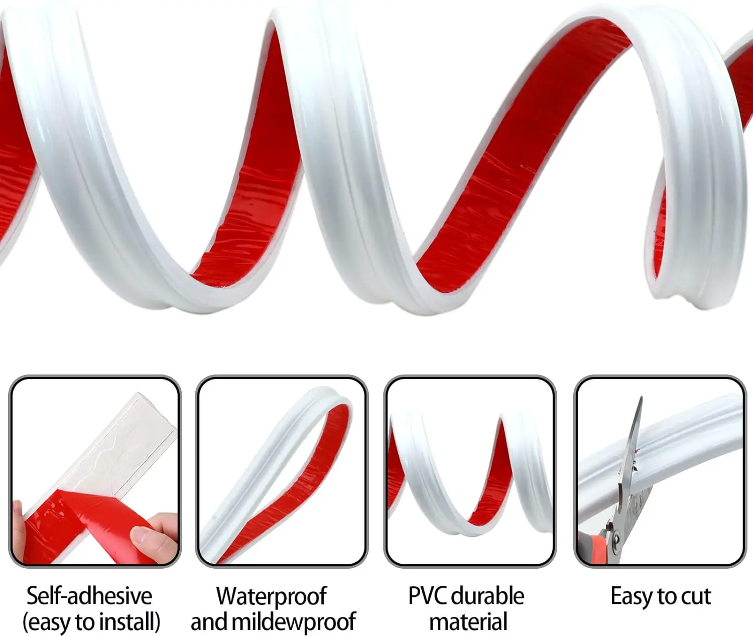 Modern Design Peel Stick Self-Adhesive PVC Wall Molding Trim Chair Rail Panel Moulding DIY Home Decor Cabinet Door Mirror Frame