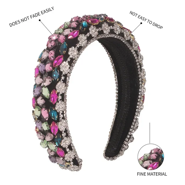 Bohemian crystal diamond headband with sparkling and gorgeous rhinestone flower headband, bride wedding headband