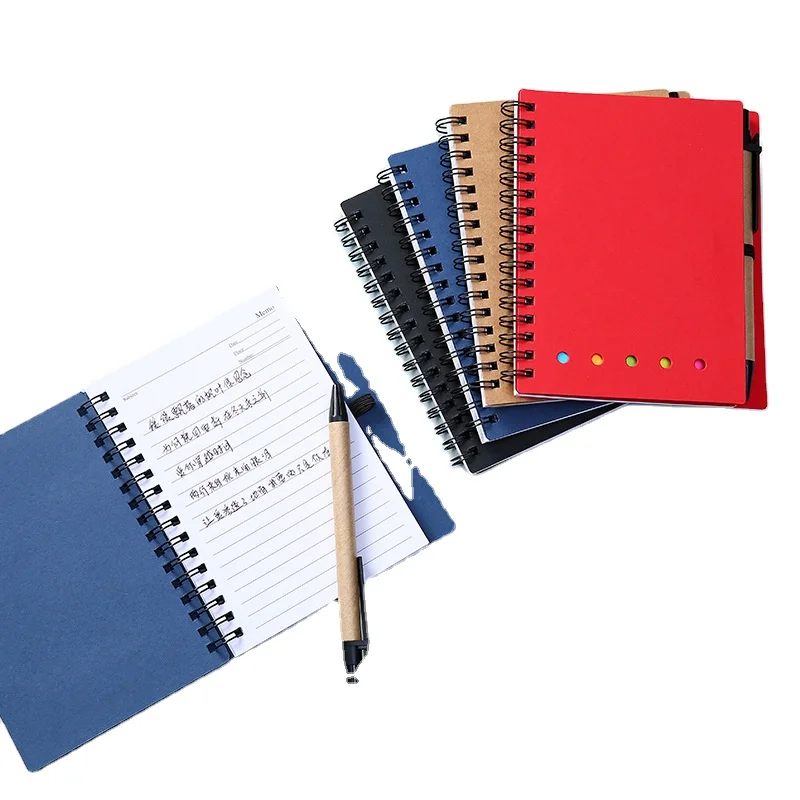 WG456 Customizable Logo Kraft Notepad with Pen Memo Sticky Notes Notebook Printed Promotion Custom Binder Notepads With Pen