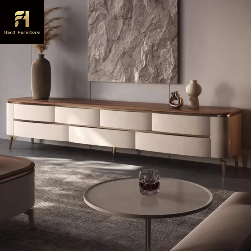 High End Quality Solid Wood Table TV Designer Home Storage Cabinet Combination Luxury Modern Living Room Cabinets