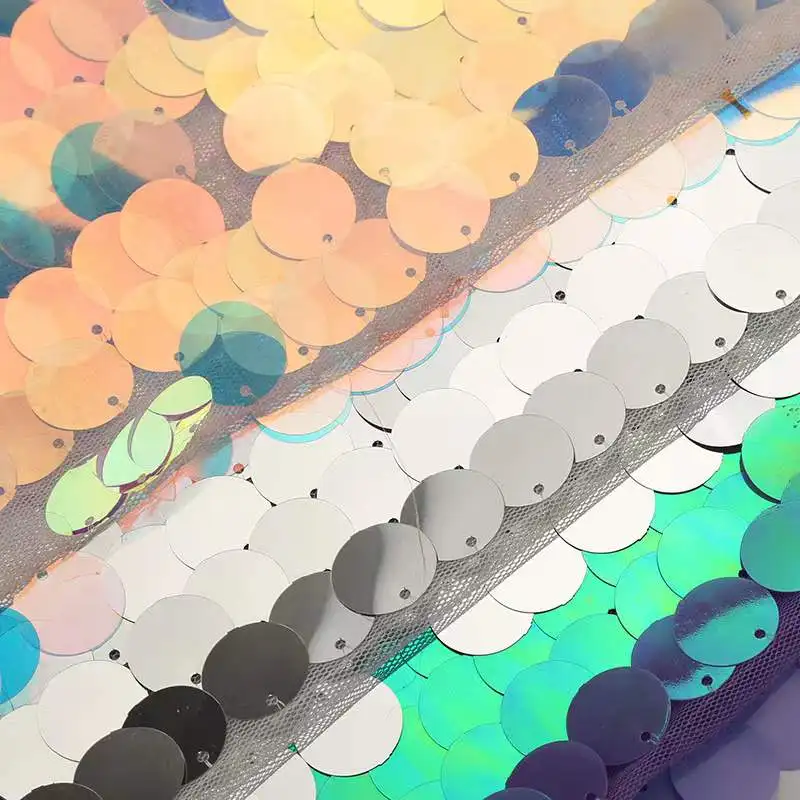 18mm big colorful mermaid fish scale sequin tulle fabric for party dress